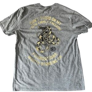 Grey & NRA Foundation tee #NRA
Large
Pit pit 22 inches 
Shoulder to him 26 inch